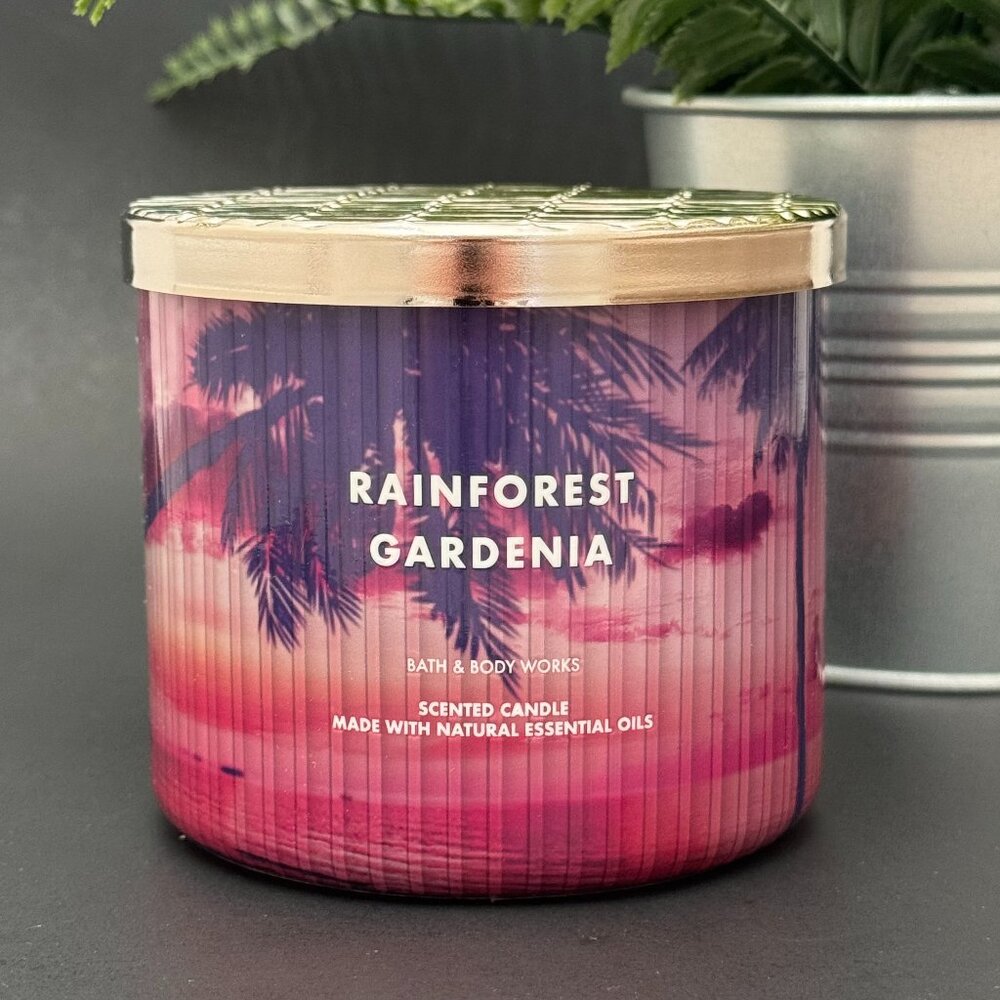 BBW Rainforest Gardenia Bath & Body Works 3 Wick Candle